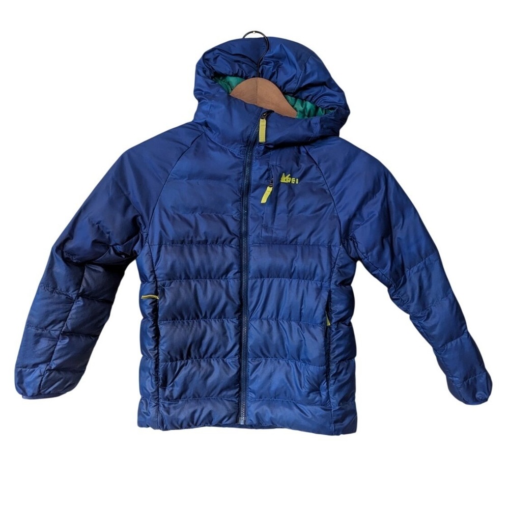 REI Small Youth Small Primaloft Silver Down Blue Green‎ Hood Zipper